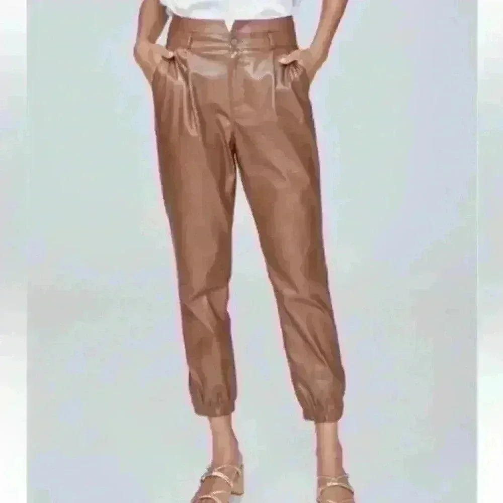 Paige Mayslie Coated High Rise Pleated jogger size 4